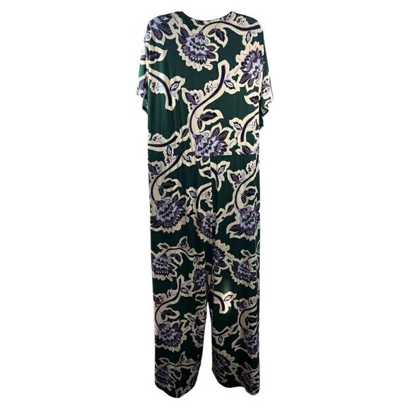 Leota Faux Wrap Ruby Floral Jumpsuit in Green/Purple/Cream 1X New - Picture 3 of 10